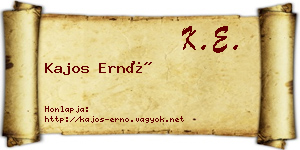 Kajos Ernő névjegykártya